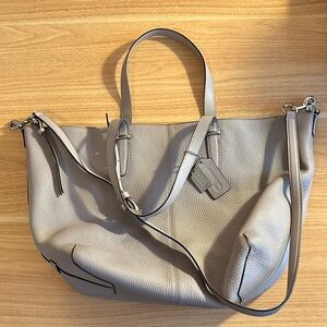 Coach Pebbled Leather Tote in Light Gray